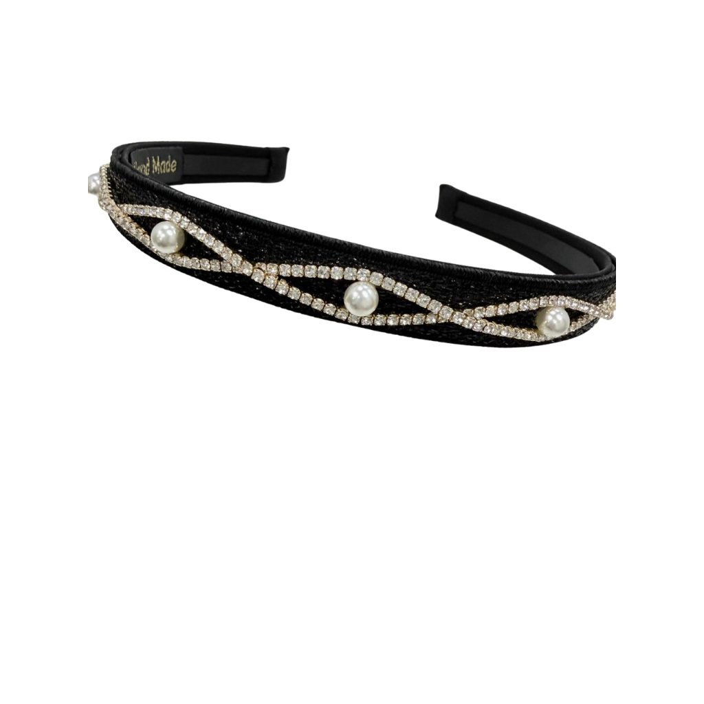 AUS-JJG0322-235 赫本風爪白晶窄款髮箍 (B19)