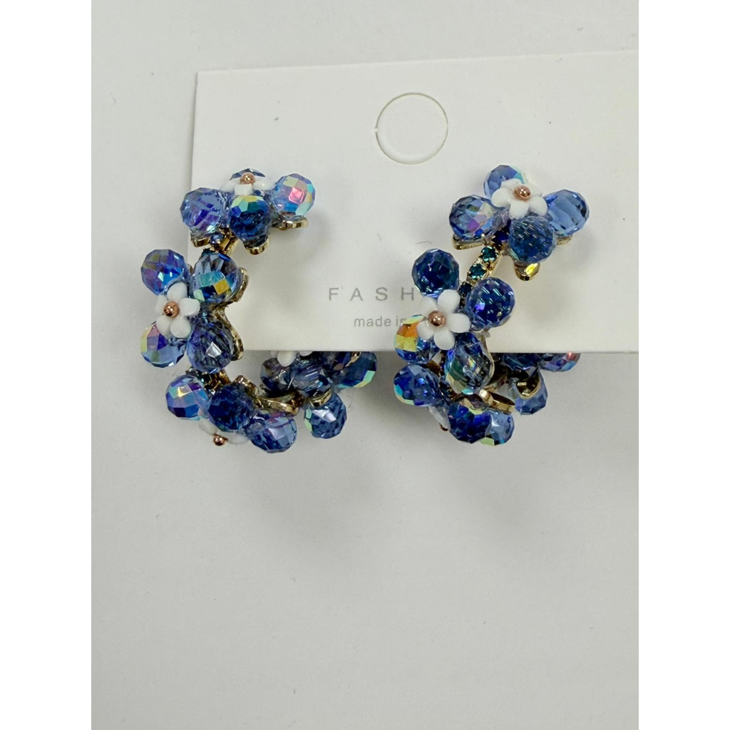 AUS-JJG0322-217 藍色水晶手工耳環 (B1)