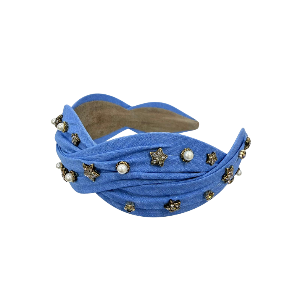 AUS-JJG0322-224 淺藍色施華洛水晶手工髮箍 (B8)