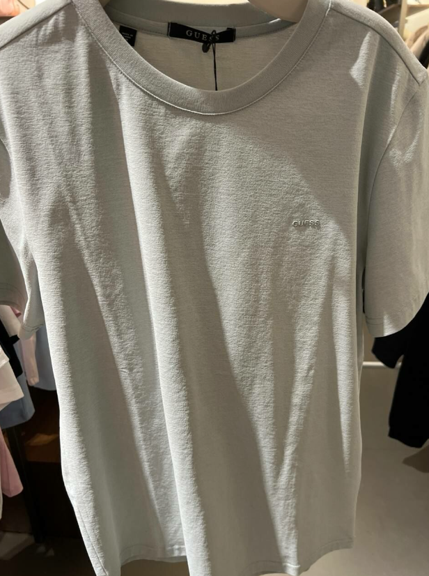 [S] GUESS MEN'S POLYESTER SILICONE LABEL SHORT SLEEVE T-SHIRT,LIGHT MINT, MO2K9491-LMT [FINAL SALE] (SGU653)