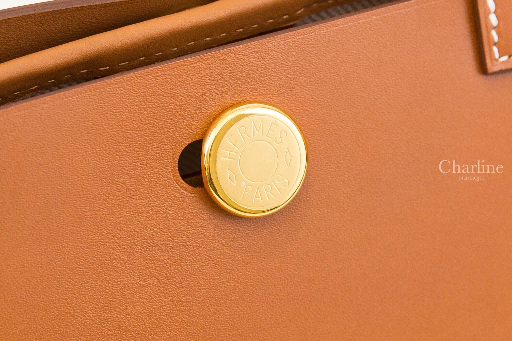 Hermès Tablier Sellier Bag 37 Gold Swift / Canvas 焦糖色金釦可拆式淡褐色/米白色/米色帆布內袋手提肩背包