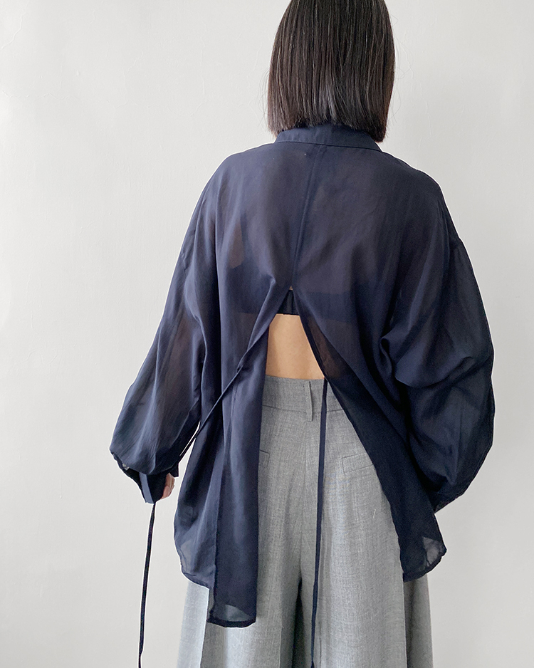 MFT-2879 後綁帶透視襯衫