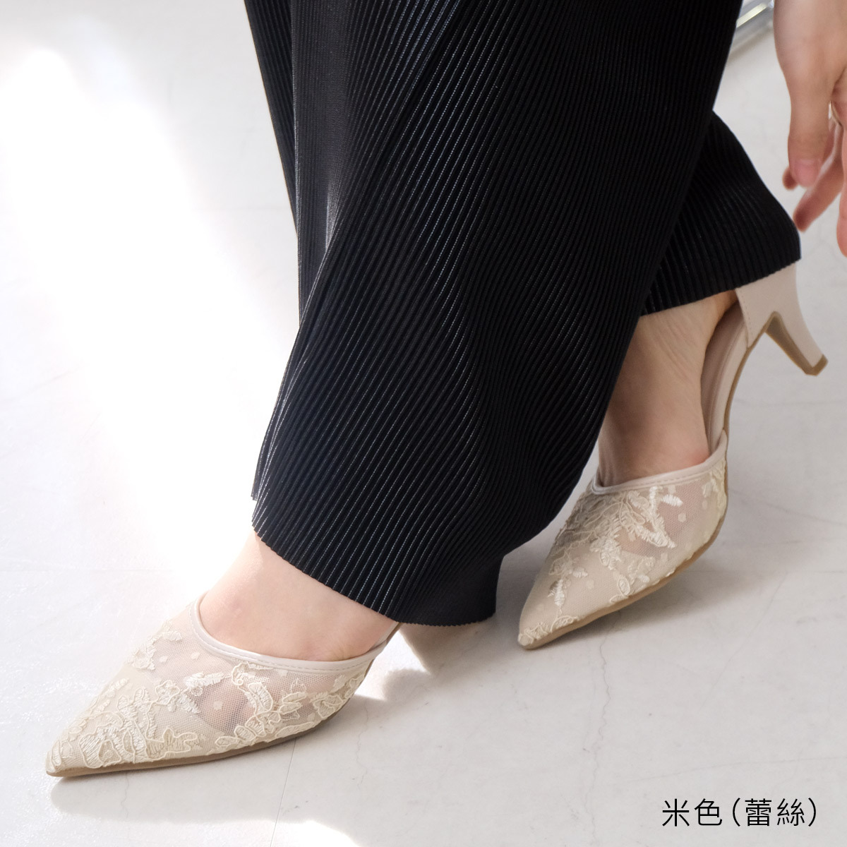 場合穿搭 尖頭薄紗高跟鞋【RYL202】