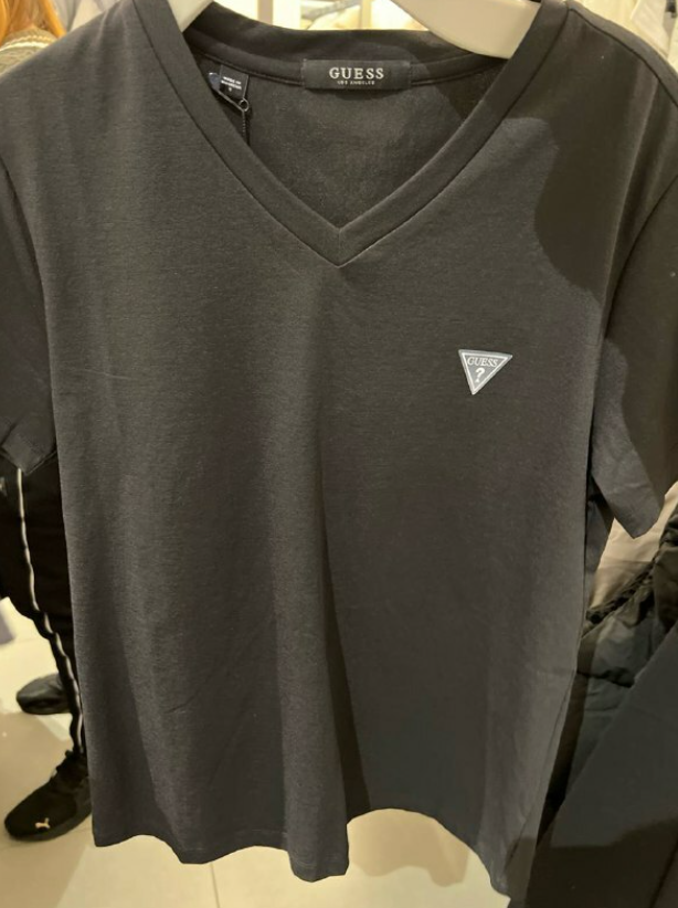 [S] GUESS HEADQUARTERS COUPLE COOLING HIGH END V-NECK S/S T-SHIRT WOMEN,BLACK, OO2KE440-BLK [FINAL SALE] (SGU601)