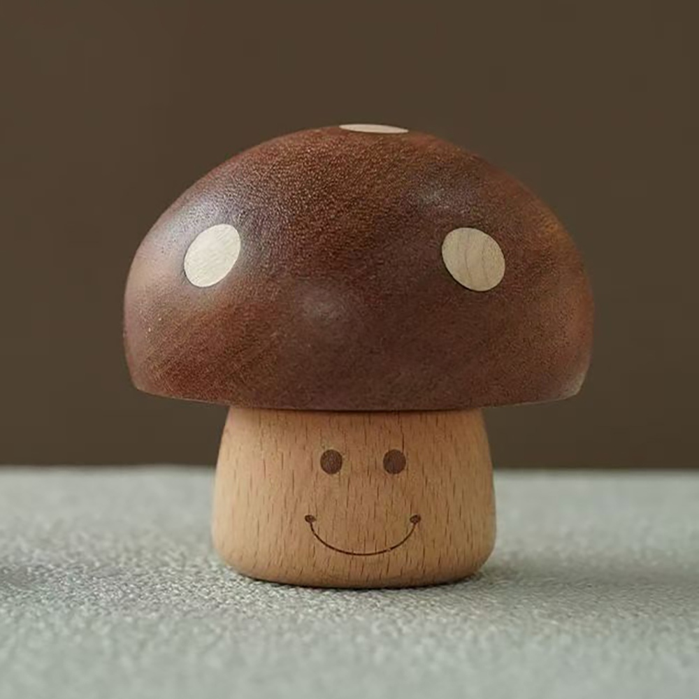 擺件 裝飾品 音樂盒 蘑菇裝飾品 烏檀木音樂盒 旋轉八音盒 木雕擺件 桌面擺設 客廳擺件 可愛小物 療癒小物 320