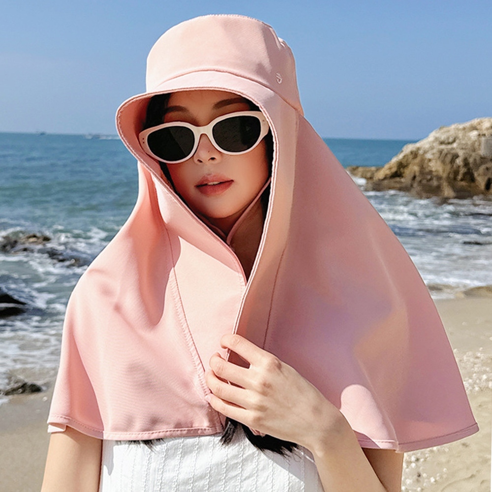 遮陽帽 帽子 太陽帽 防曬帽 漁夫帽 披肩帽 女生帽子 沙灘帽 戶外帽 大帽簷 護頸一體帽 穿搭配件 騎行帽  132