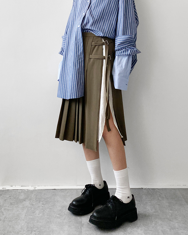 MKS-2877 層次開叉百褶裙 ᴄᴀᴍᴇʟ