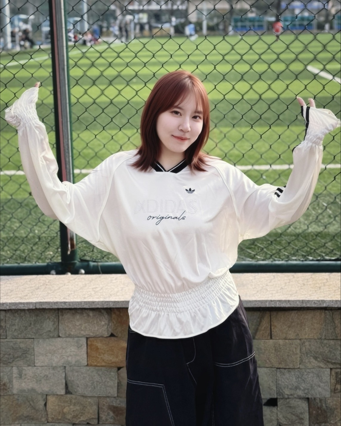 【預購】ADIDAS SMOCKED TOP 皺褶長袖 珍珠白 KS2879