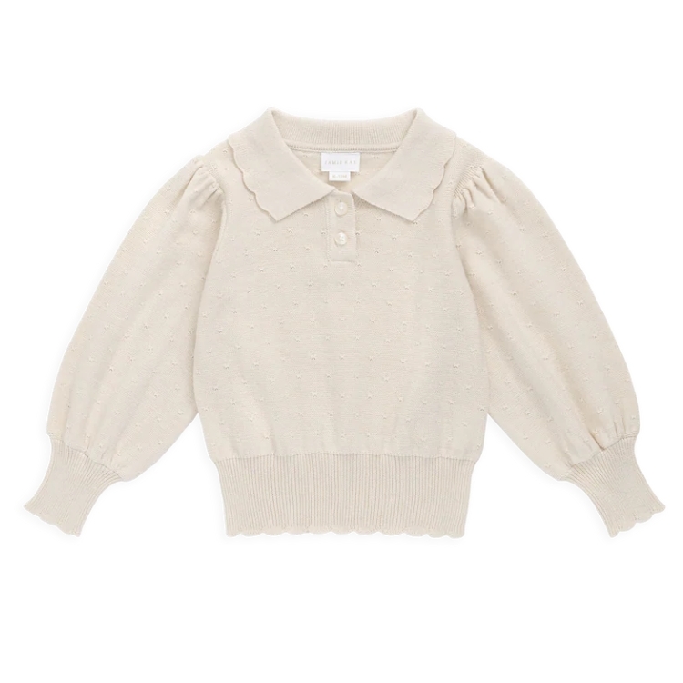 （預購）JAMIEKAY 星點波浪邊燈籠袖上衣 Jenny Jumper - Vanilla