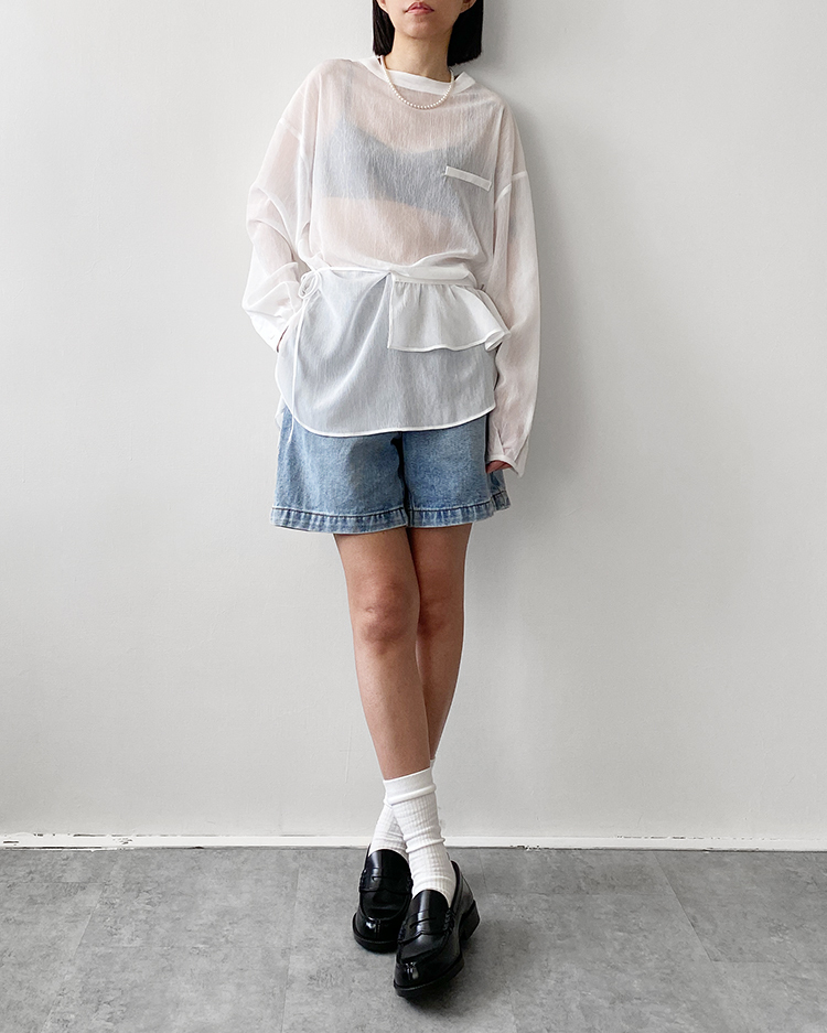 MKT-2880 裙片透紗上衣 ᴡʜɪᴛᴇ