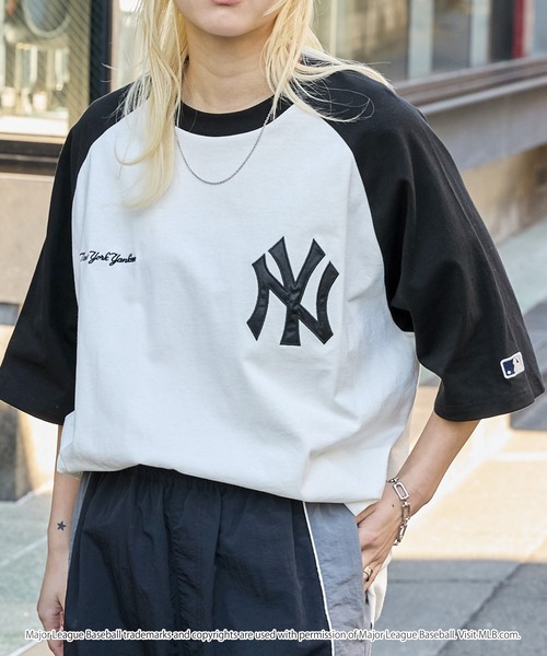 日本🇯🇵連線 MONO-MART x MLB 刺繡拼接短袖T恤 隊徽 寬鬆 落肩 oversized 短袖 T恤 6款(任買兩件711免運)/預購