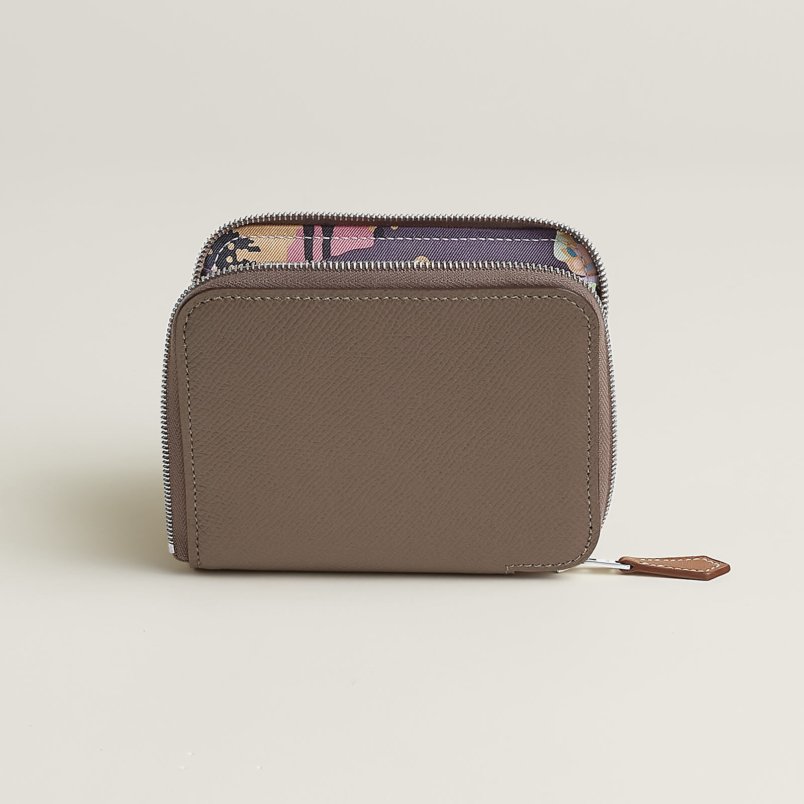 Silk'In compact wallet etoupe / cassis / vert fizz epsom