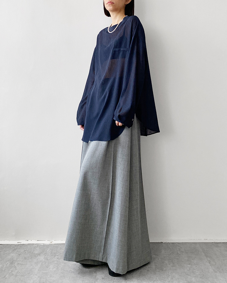 MKT-2880 裙片透紗上衣 ɴᴀᴠʏ