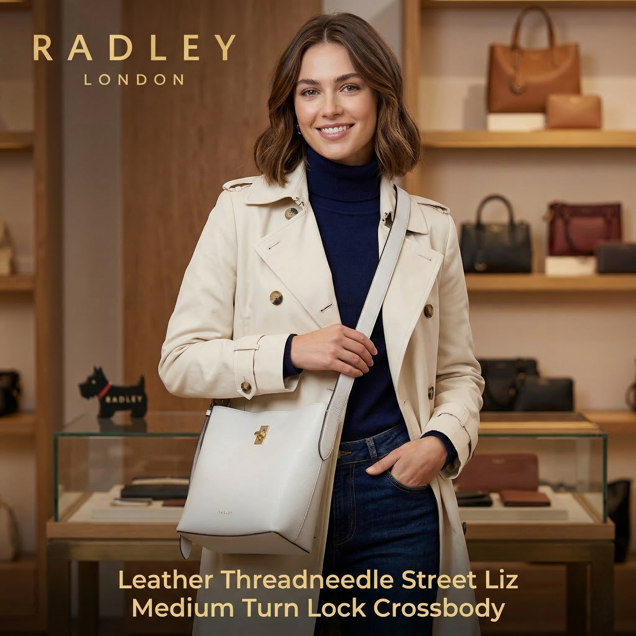 【預購】RADLEY LONDON H031859 蜥蜴紋皮革中型轉扣斜揹包