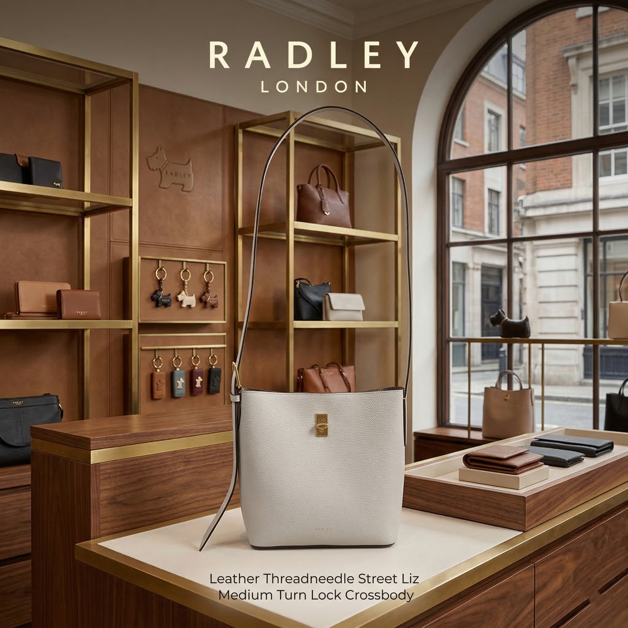 【預購】RADLEY LONDON H031859 蜥蜴紋皮革中型轉扣斜揹包