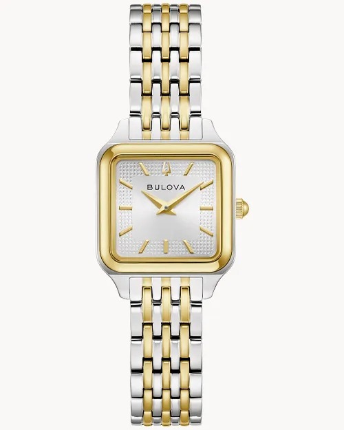 行貨 寶路華 Bulova CLASSIC New Designed Square Silver Dial 98L330 , Gold Bracelet 97L191 , MOP Dial 96L357 ,女士經典 Sutton 方形腕錶