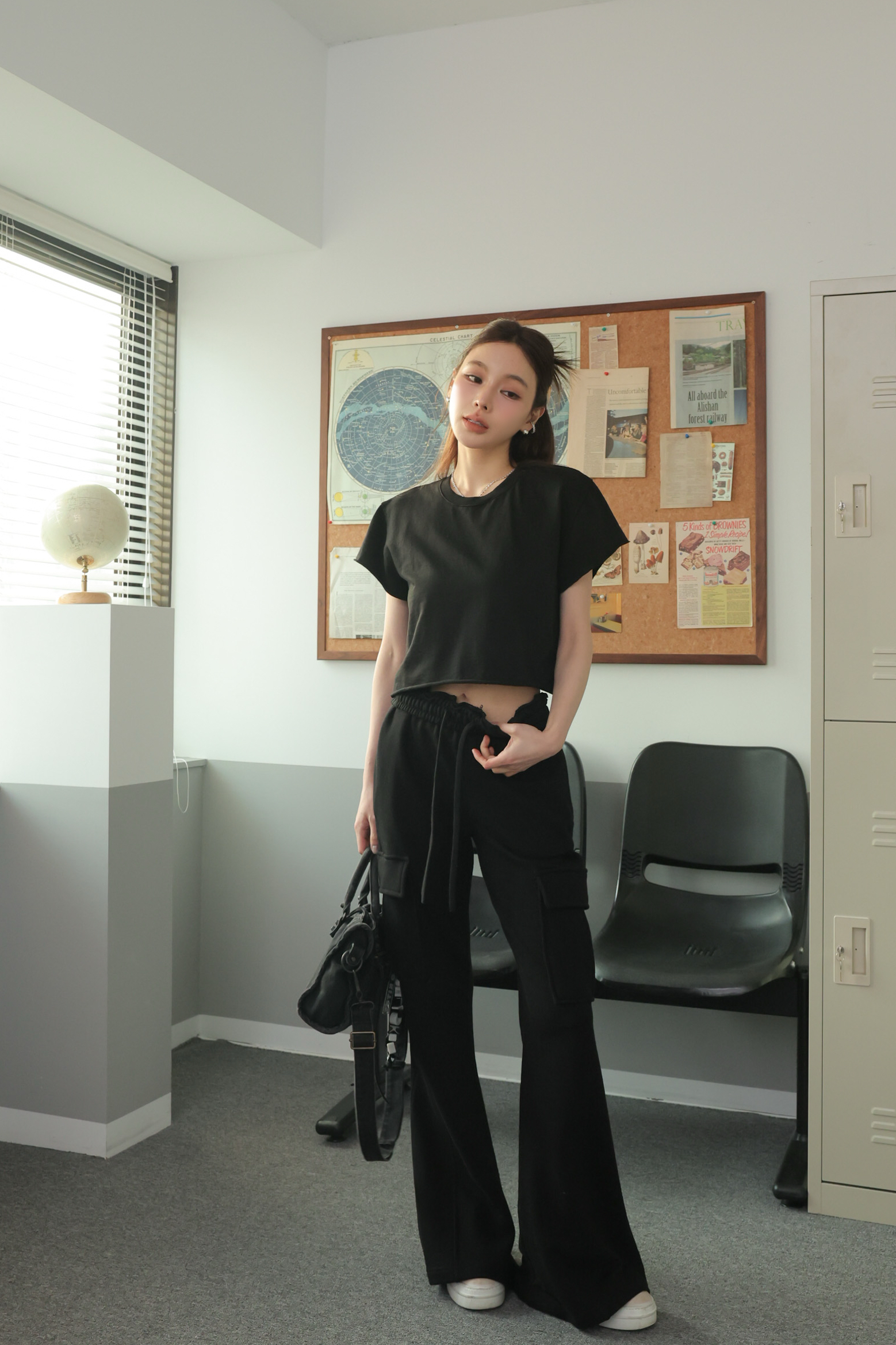 瘦爆工裝口袋棉喇叭褲 HA13