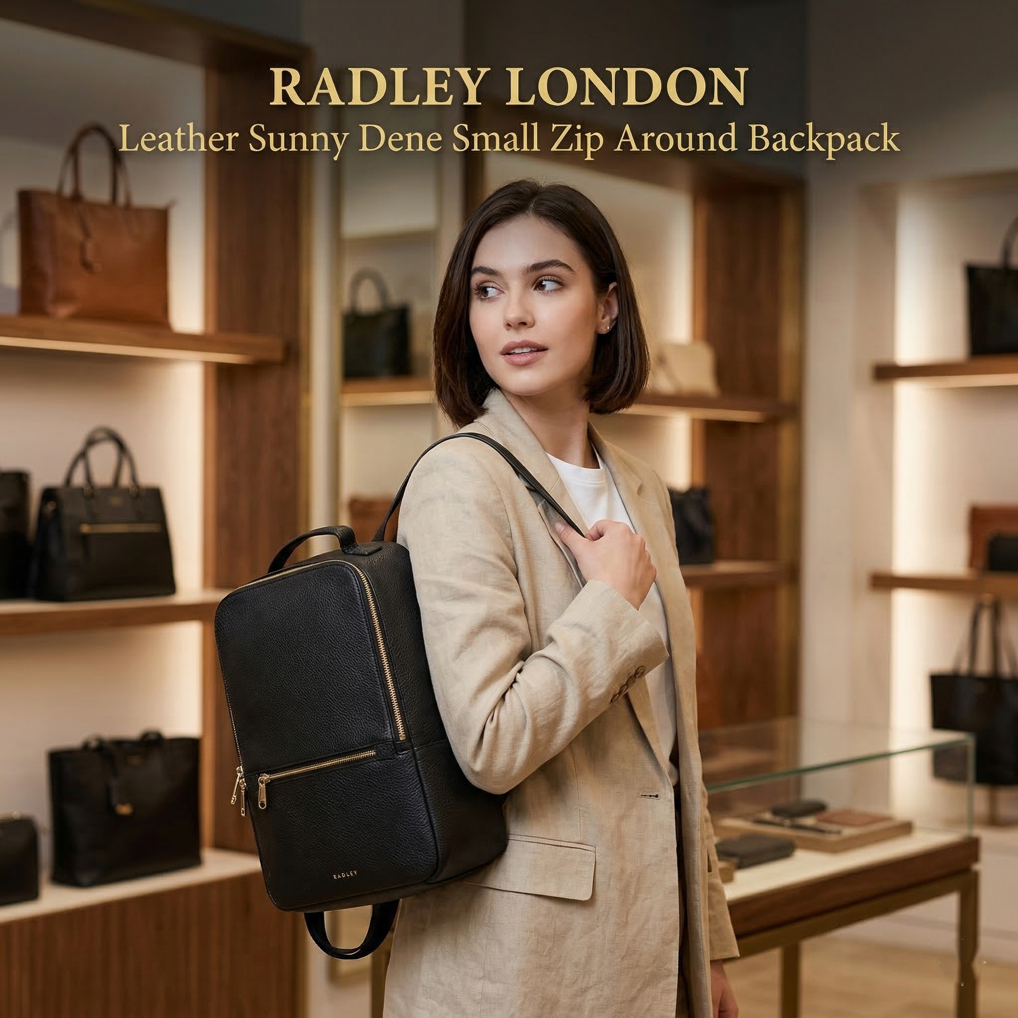 【預購】RADLEY LONDON H031860 皮革小型圓角拉鍊後背包