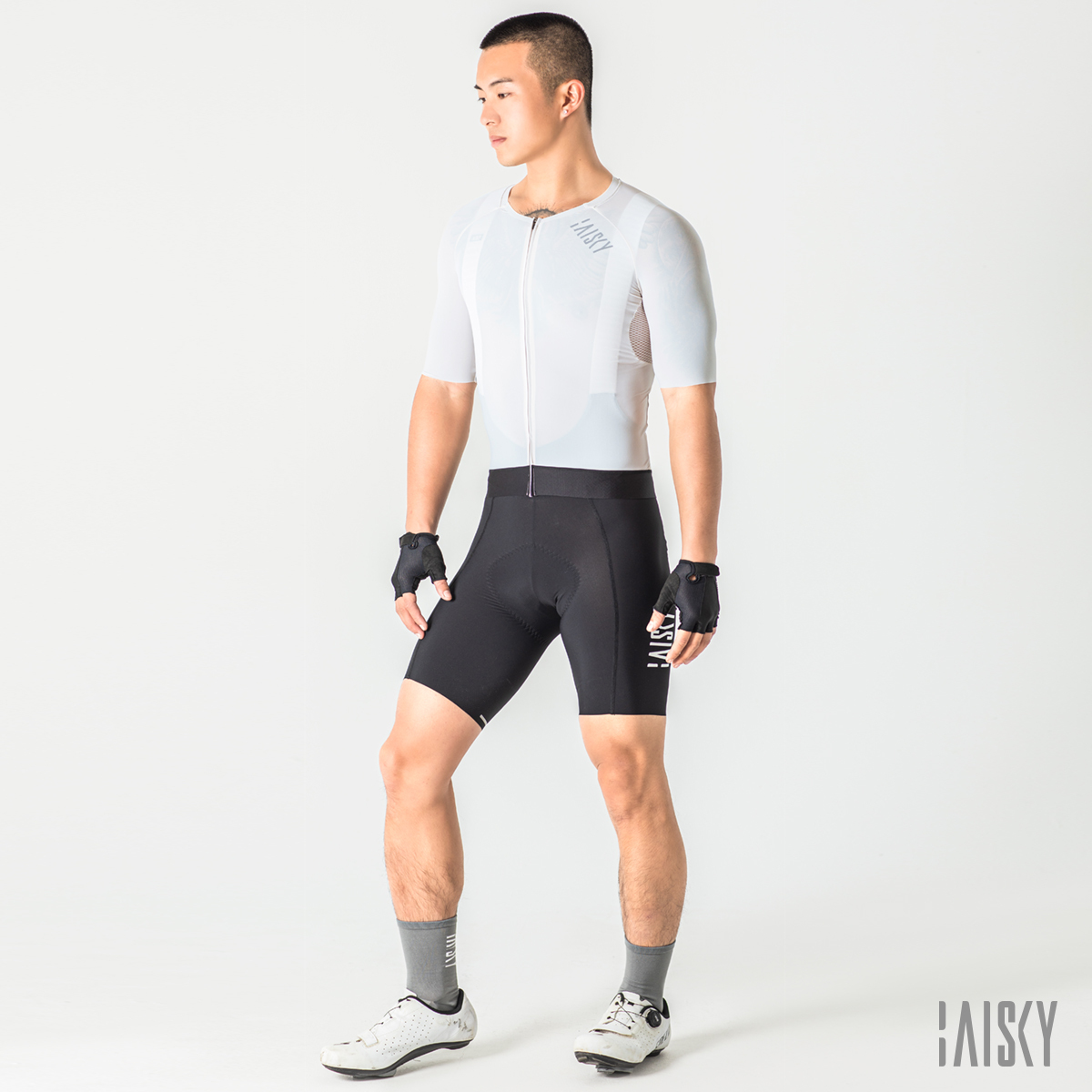 男款空力短車衣 精煉 淺灰