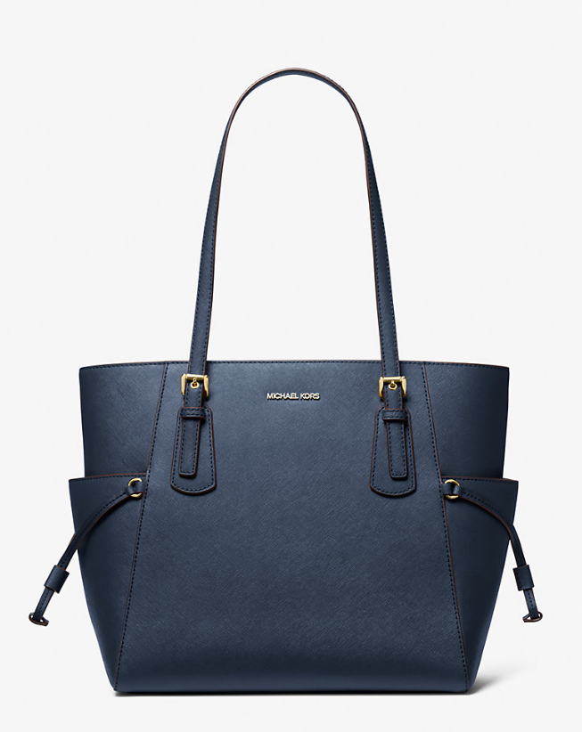 [S] MICHAEL KORS NAVY 35S5SV6T7L VOYAGER LEATHER LG EW TOTE, 197853432208 (SMK1412)