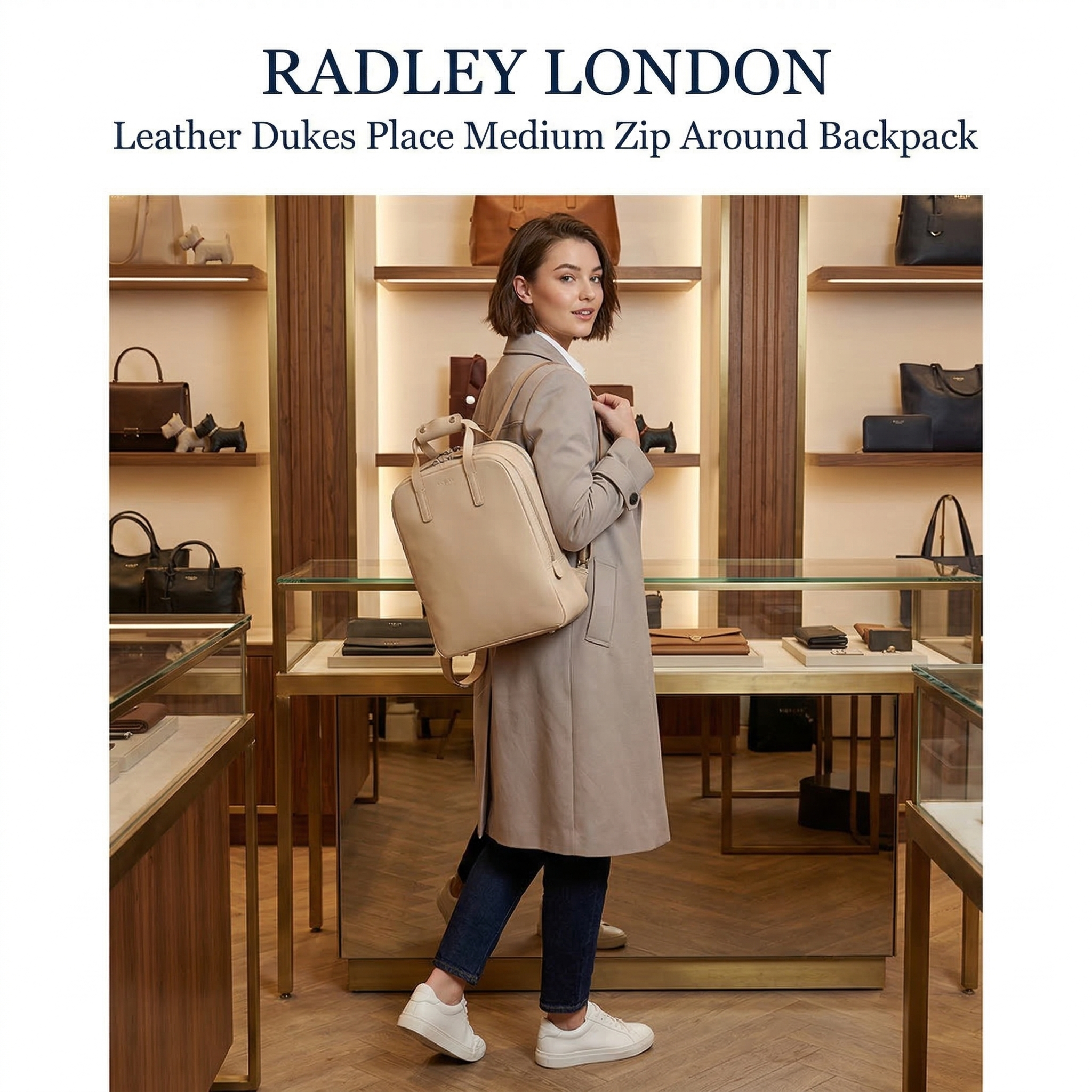 【預購】RADLEY LONDON H031861 Dukes Place 皮革中型圓角拉鍊後背包