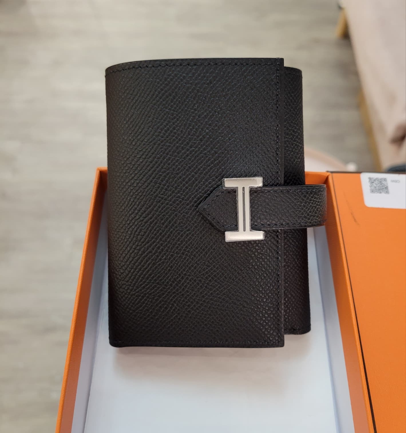 HERMES bearn compact combine wallet NOIR CK 三摺短銀包 黑色銀扣