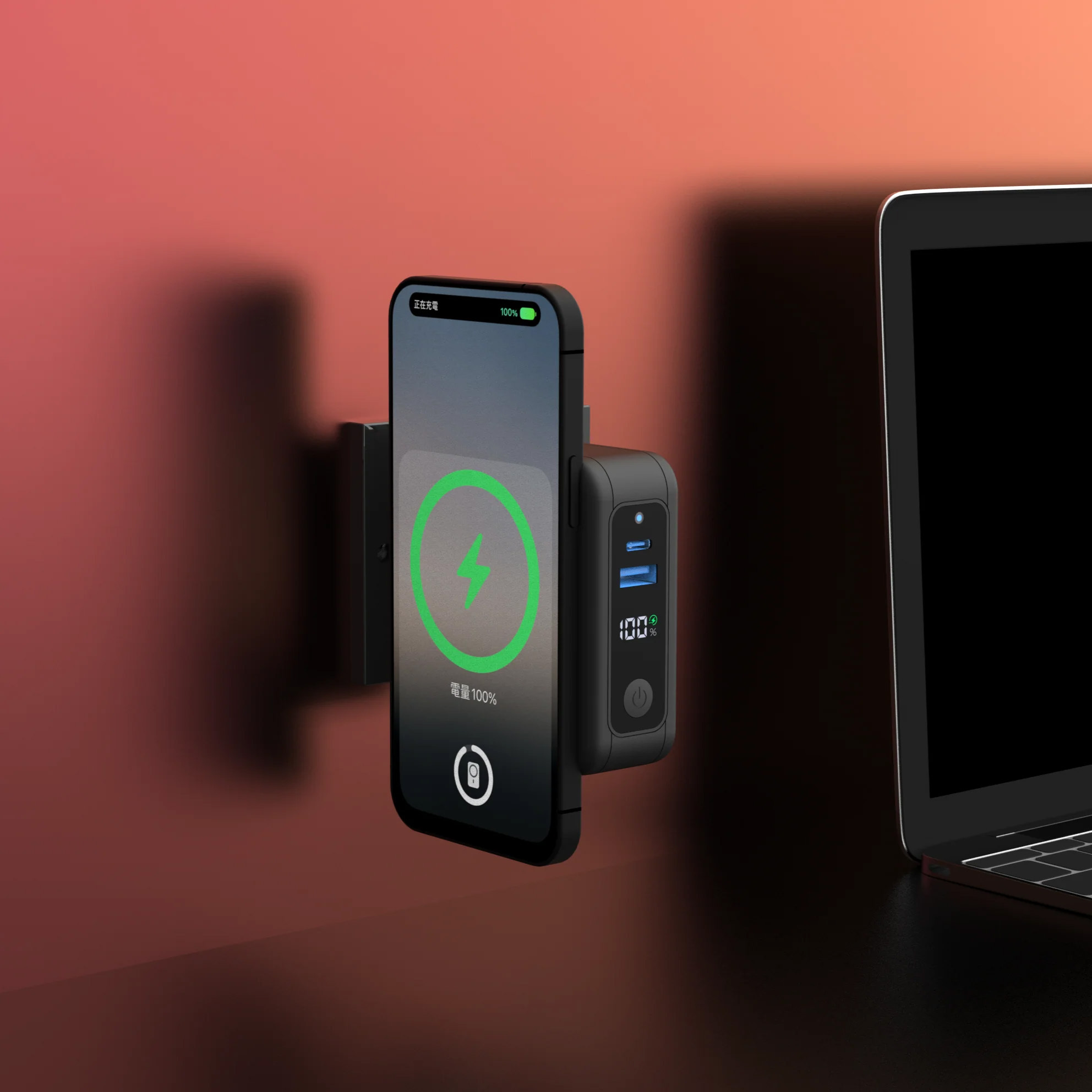 Vinnic PANGPOCHE 3-in-1 Multi Function 10,000mAh Magnetic PowerCharger + Travel Adaptor VPPB-TR10G1-BK