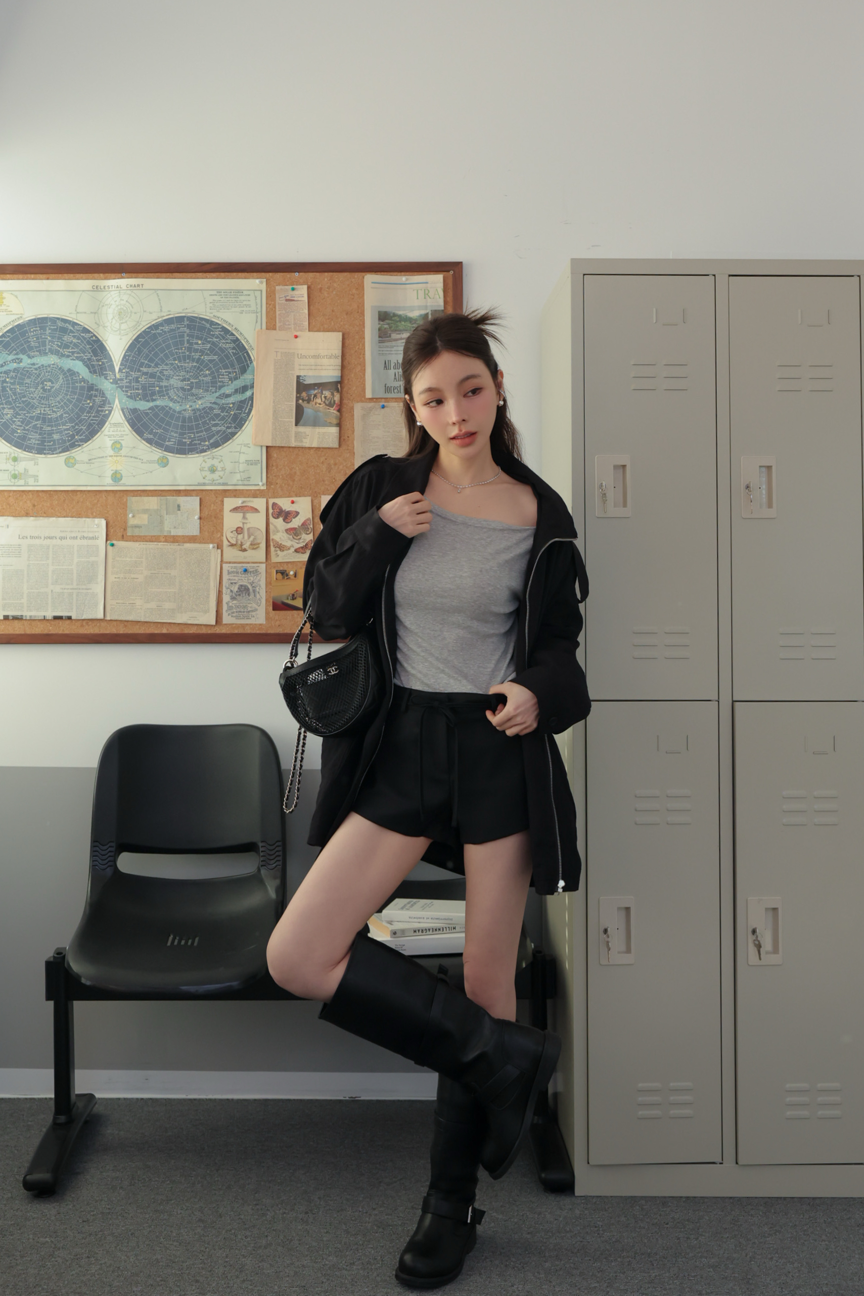 棉麻風衣中長版外套 HA21