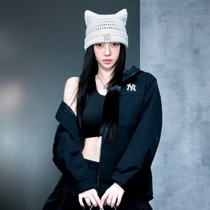 MLB Beanie 毛帽 貓耳 針織款 KARINA 劉知珉 韓國 黑色 米白 灰色