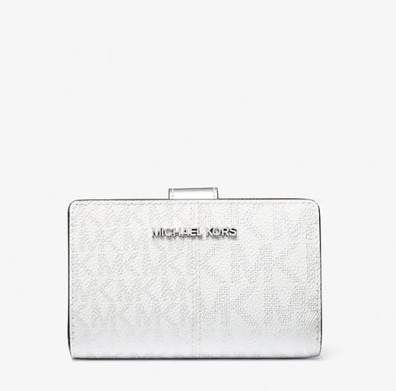 [S] MICHAEL KORS SILVER 35F4STVF6M JET SET TRAVEL MD BIFLD ZP CN WLLET, 197853084377 (SMK1391)