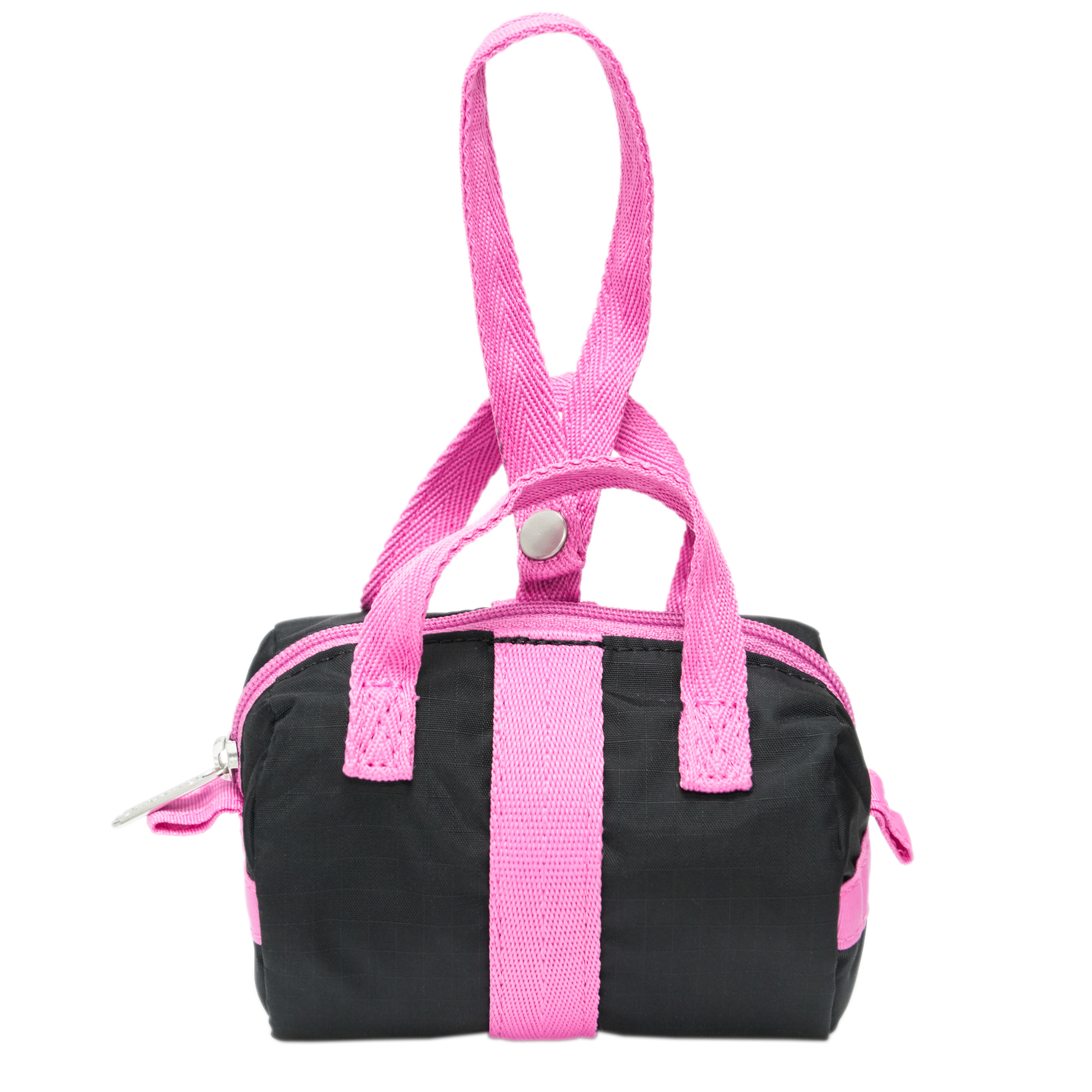 迷你圓桶包吊飾(RECYCLED BLACK W/PINK)