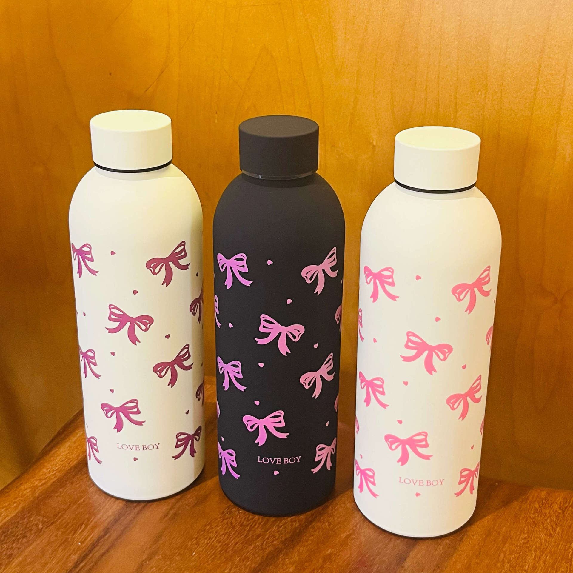 500ML Black & Pink Bow Portable Thermal Bottle
