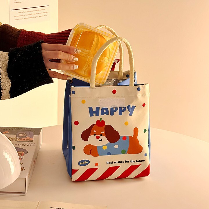 《6636》可愛塗鴉三角保溫便當袋