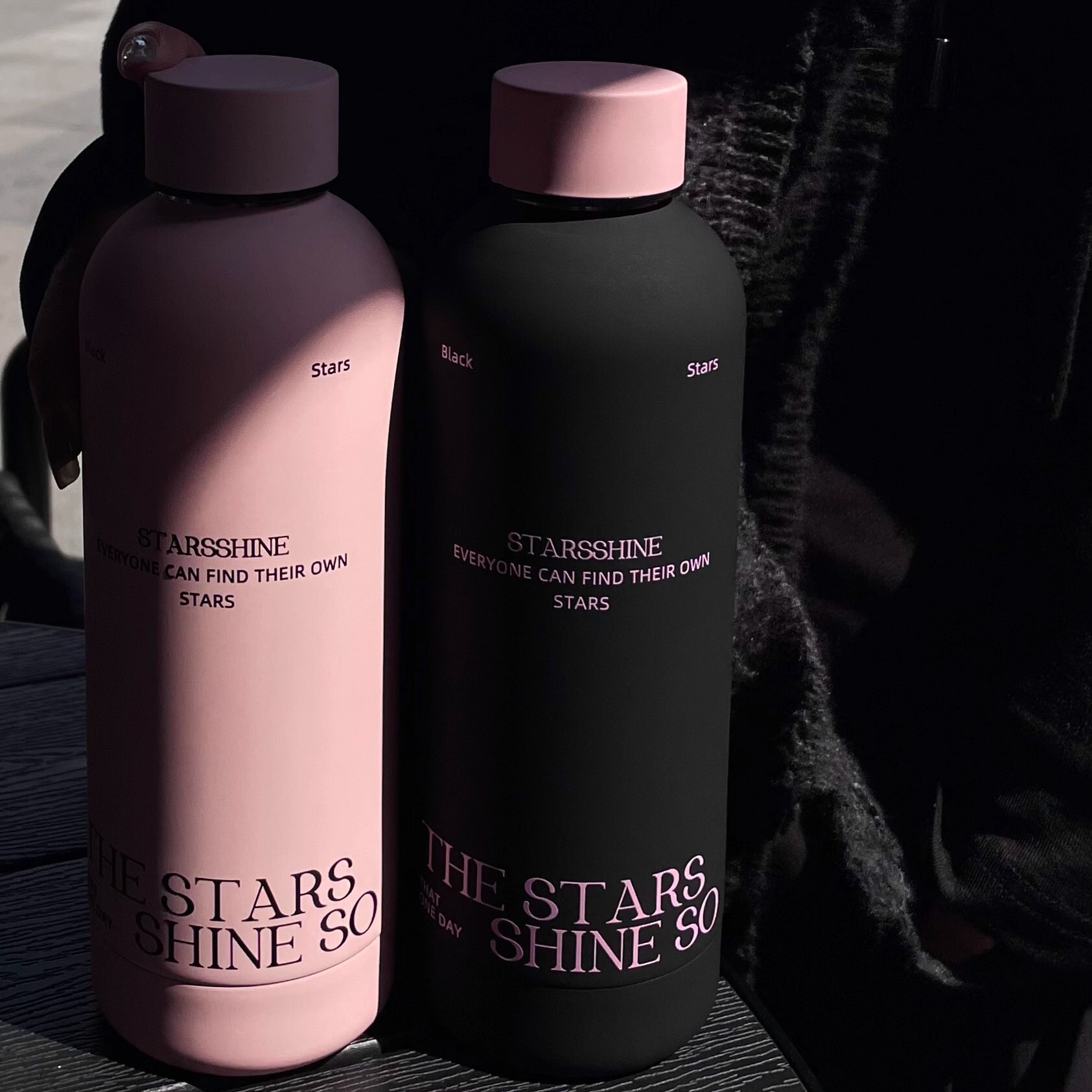 500ML Matte Black & Pink Portable Stainless Steel Thermal Bottle