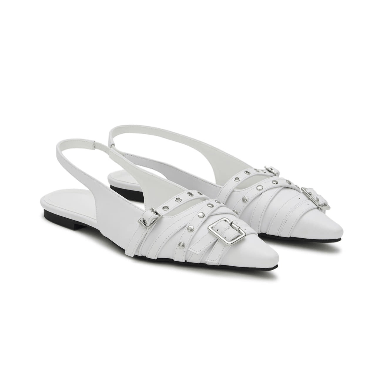 DEINET｜BUCKLE STUD AND EYELET SLINGBACKS [3 colors]