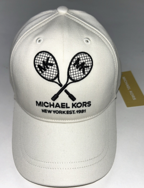 [S] MICHAEL KORS BONE JF50036K77 EMBROIDERED WOVEN TENNIS CAP, 197853826847 (SMK1383)