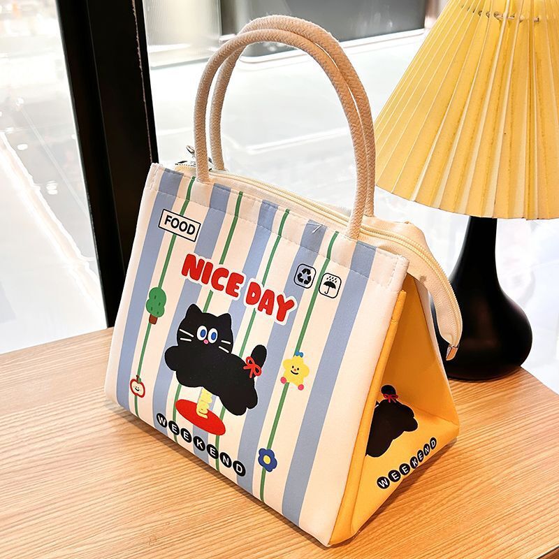 《6637》橫版可愛塗鴉三角便當袋