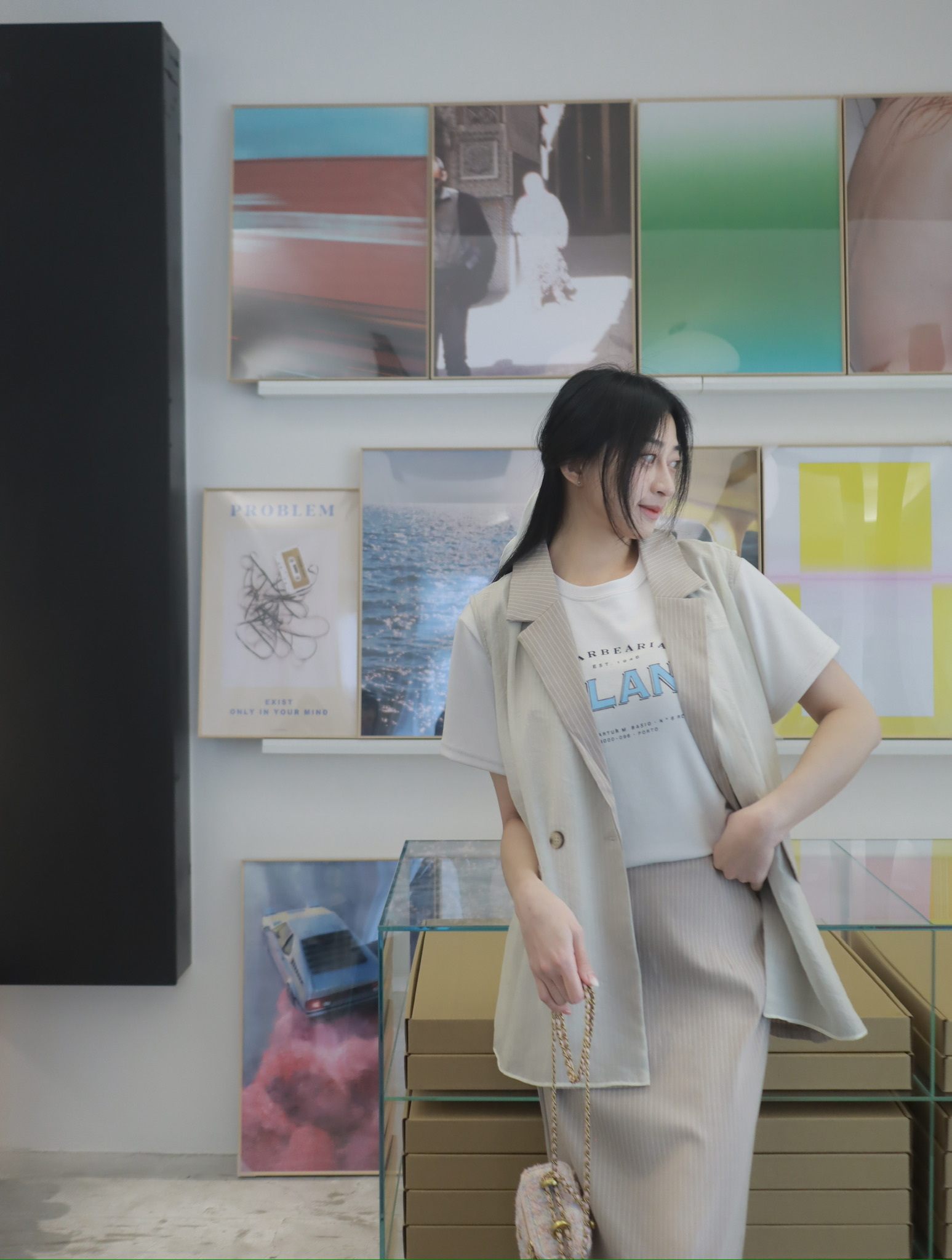 撞色英字太空棉 T-shirt