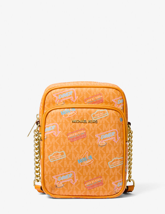 [S] MICHAEL KORS POP ORANGE 35T5GTVC2I JET SET TRAVEL MD NS CHAIN XBODY, 197853708587 (SMK1348)