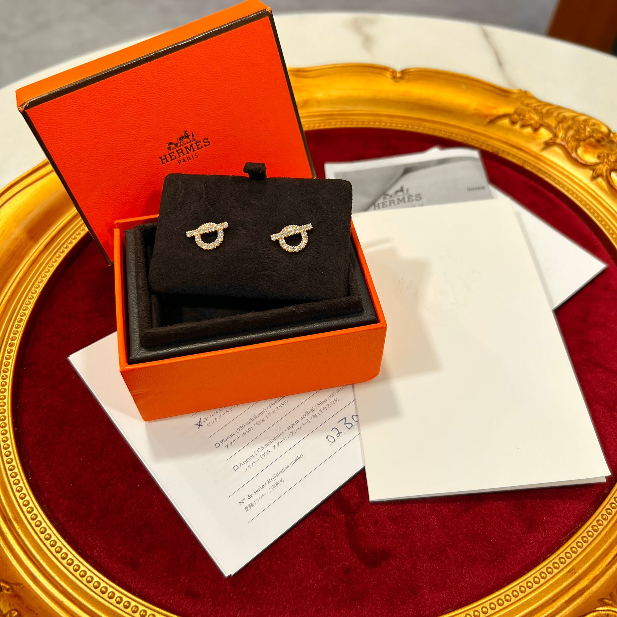 本週出位價❣️全新HERMES小Q耳環 , (34D0.92ct) 750,18K玫瑰金,FINESSE EARRINGS,H219512B 00,#BRAND NEW #香榭站正品