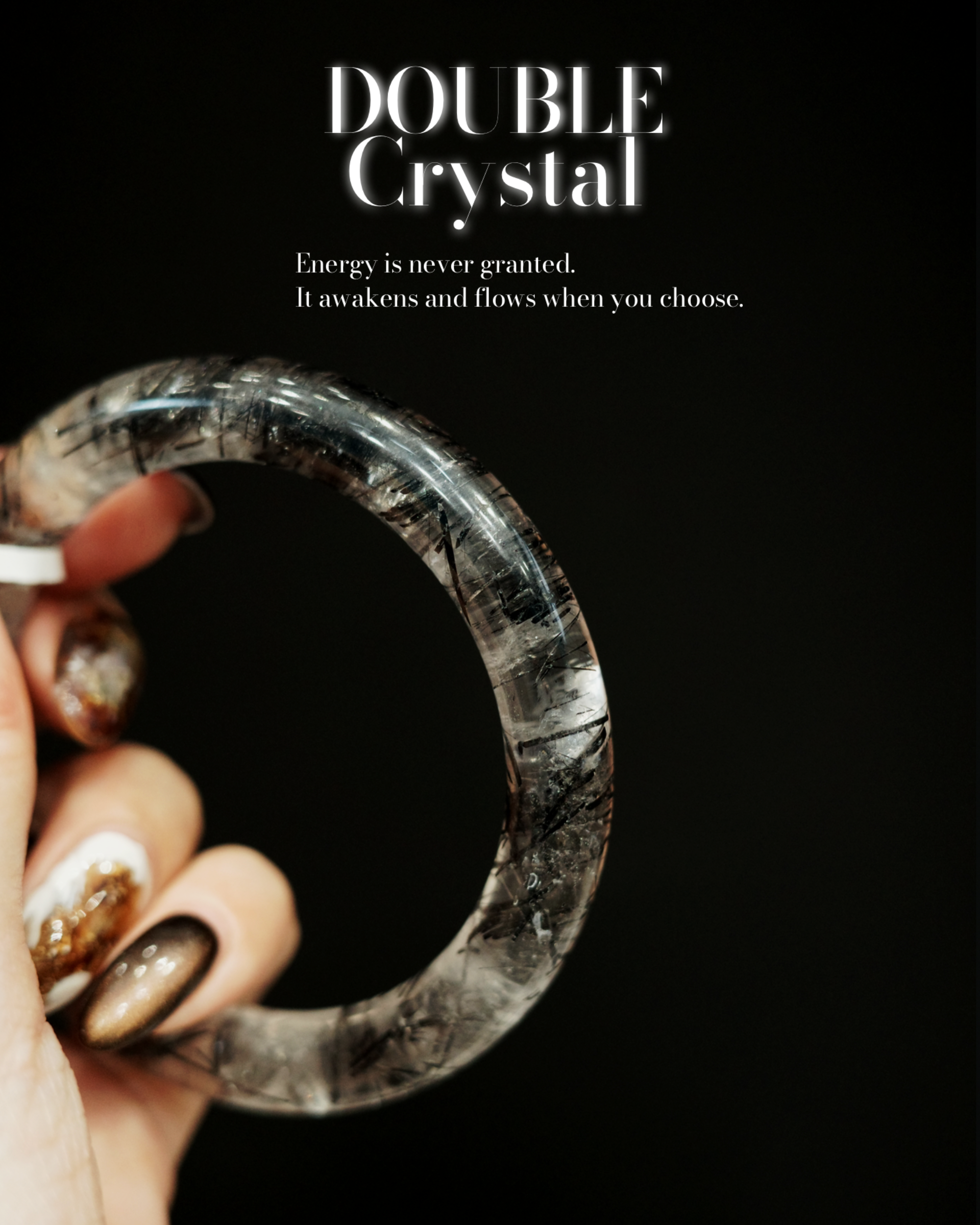 交疊的鎧甲｜高品黑髮晶｜55圈口