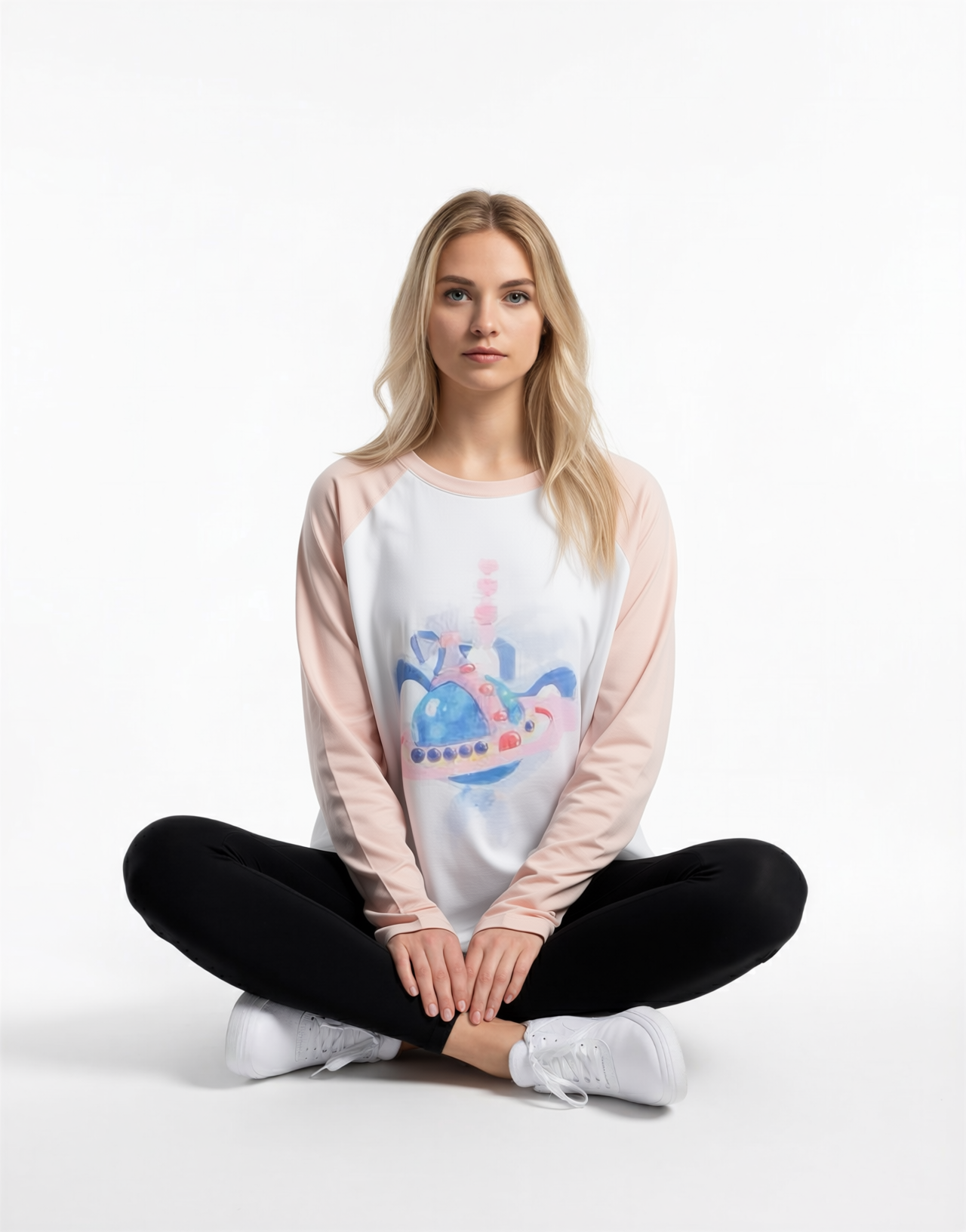 Vivienne Westwood 粉併色 塗鴉飛碟 長袖Tee