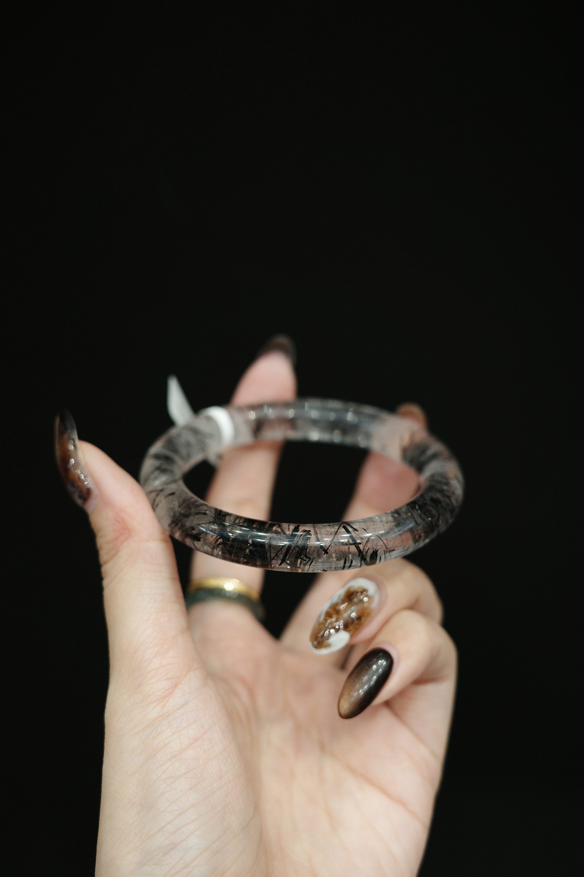 交疊的鎧甲｜高品黑髮晶｜55圈口