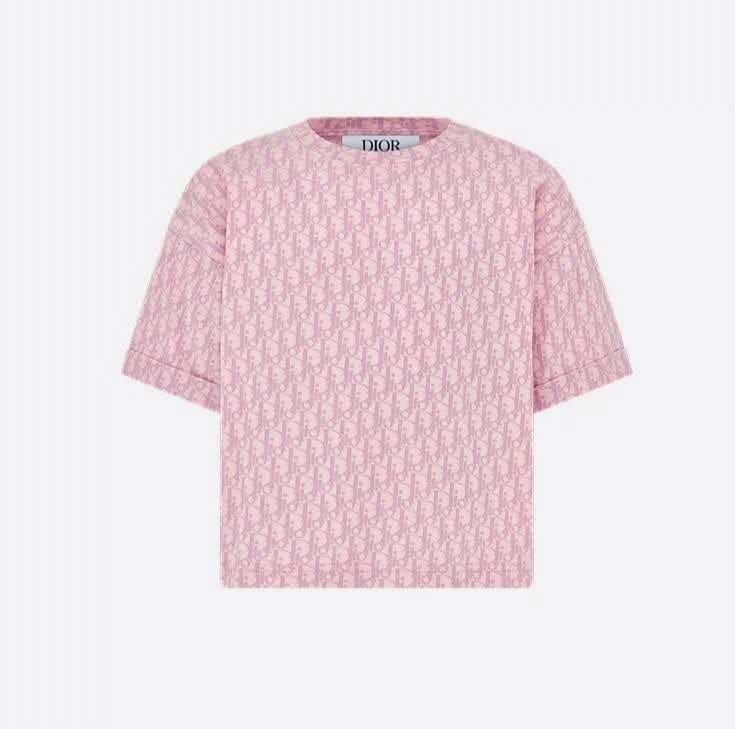 DIOR Kids 經典粉色 monogram 圖案 Tee
