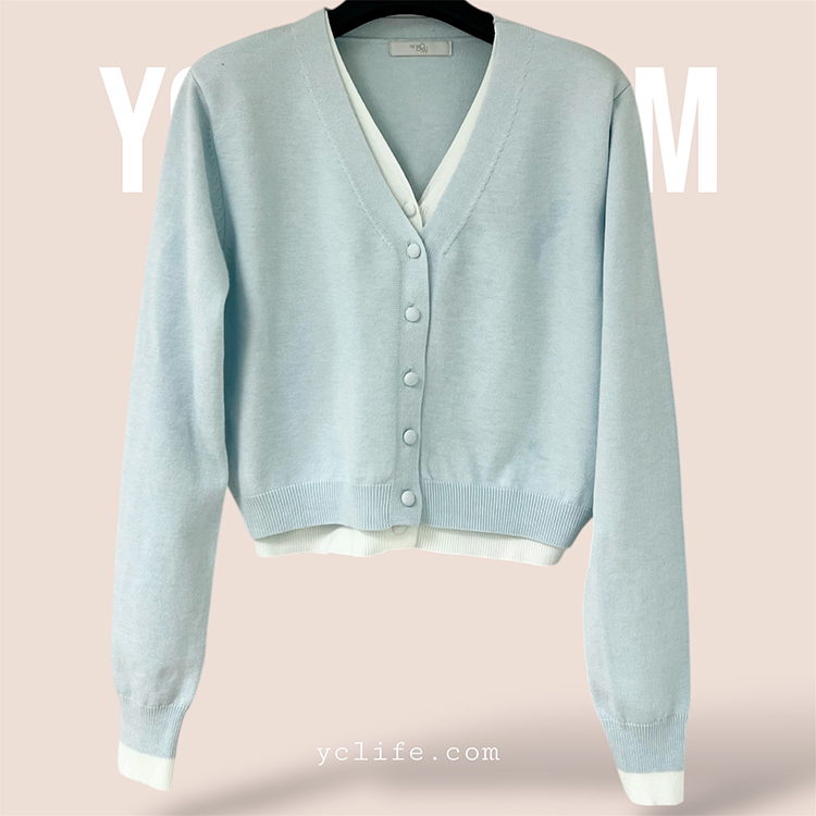 柔霧層次假兩件針織