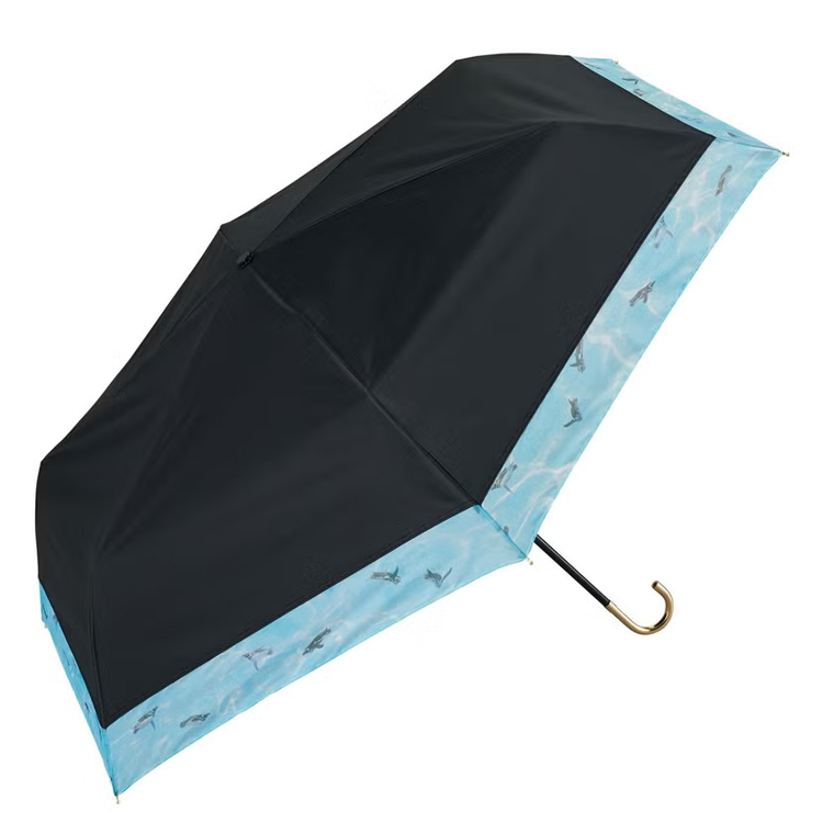 順豐免運|Wpc. - 【801-SD002-102】墨田水族館企鵝款隔熱防UV摺雨傘/縮骨遮/短遮(米白/黑色)