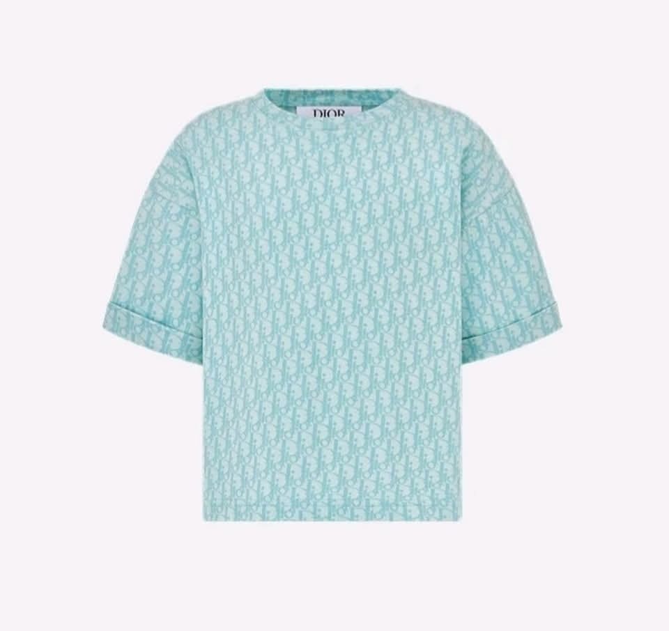 DIOR Kids 經典湖水色 monogram 圖案 Tee
