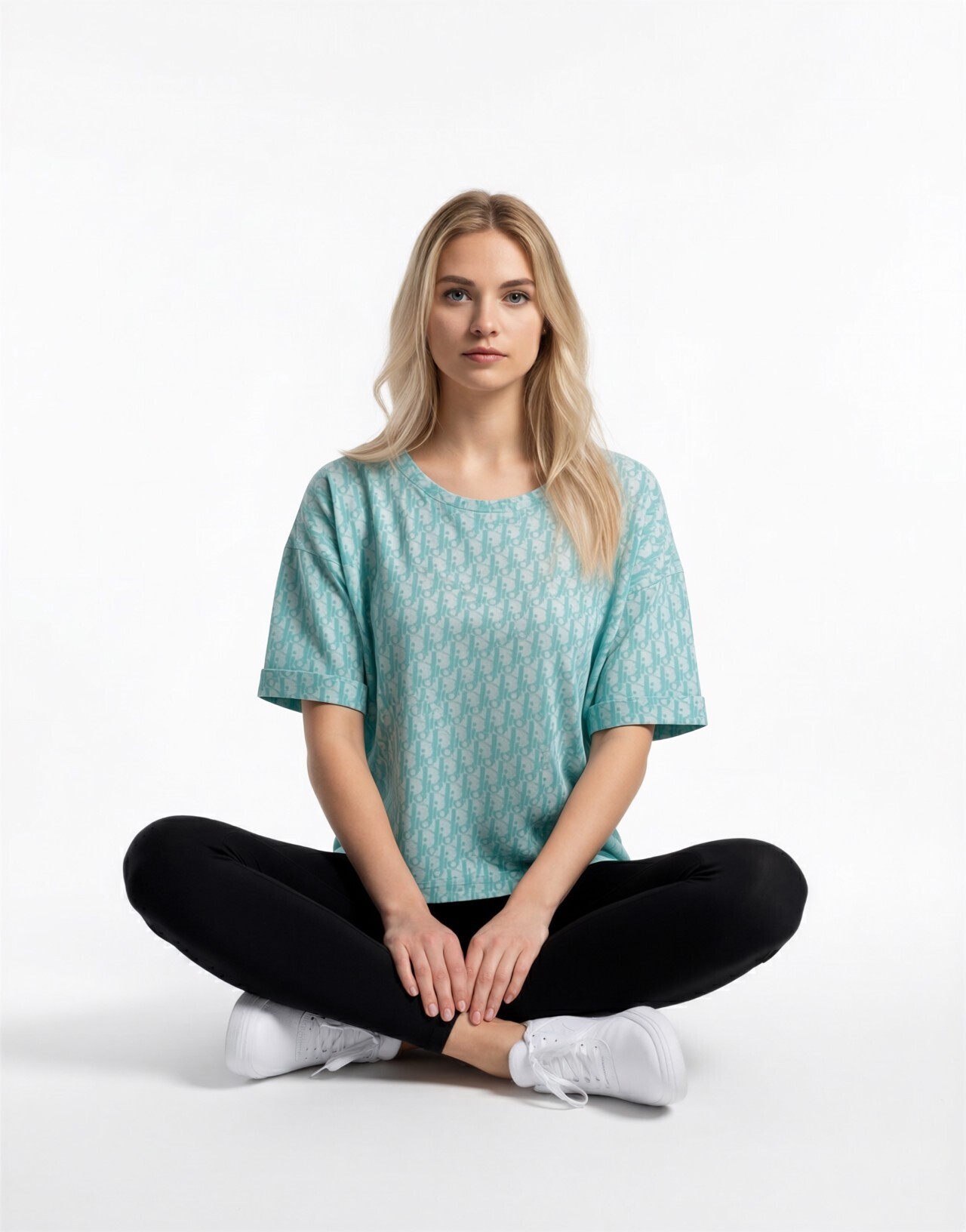 DIOR Kids 經典湖水色 monogram 圖案 Tee