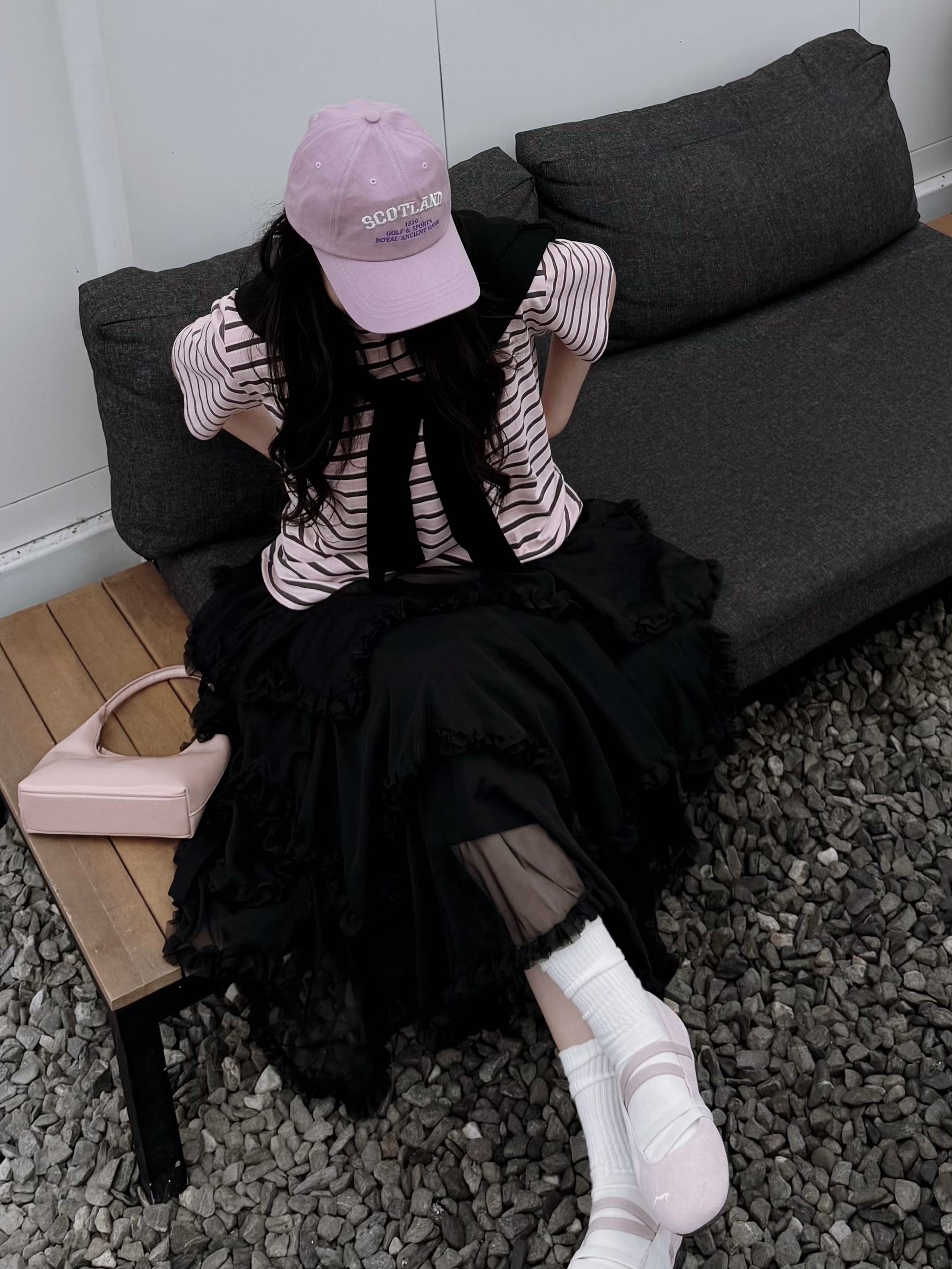 草莓可麗露 撞色條紋T-shirt