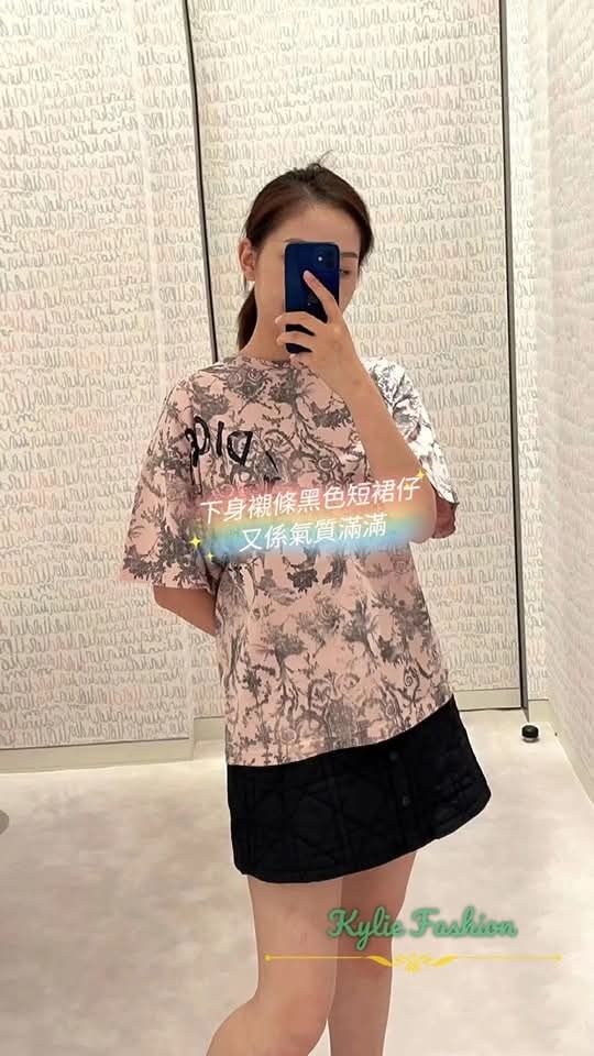 DIOR Kids 粉色塗鴉 圖案 Tee